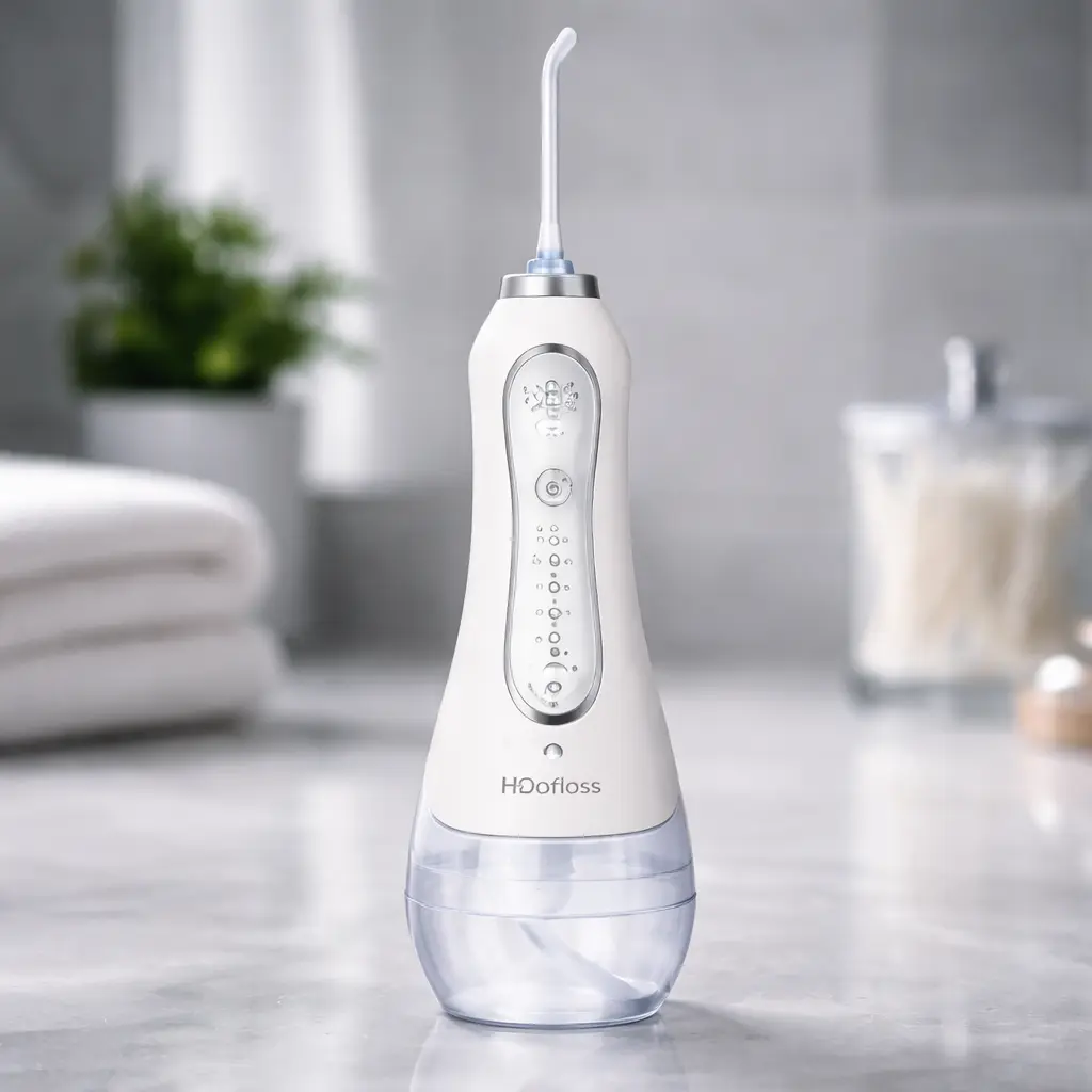 Irrigador dental portátil H2ofloss HF-6 en primer plano